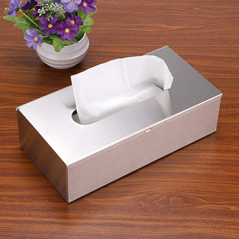 Sumnacon Rectangular Tissue Box Cover - Stylish Stainless Steel Paper Facial Cover  Modern Metal Tissue Box Holder for Bedroom/Bathroom/Vanity/Countertop/Dresser/Night Stand/Office/Car  Brushed Nickel - Image 2